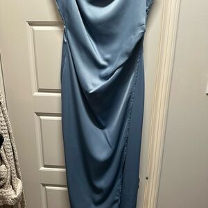 Elegant Blue Satin Dress